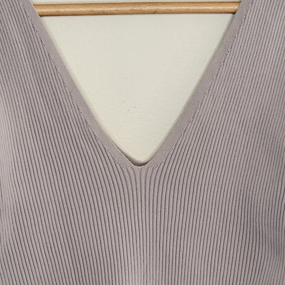 Everyday Chic Boutique | Tan Ribbed V-neck Tank Bodysuit Size Large - Picture 2 of 4